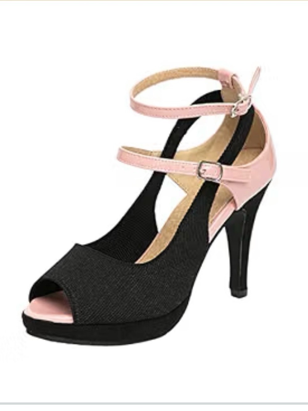 Elegant Two-Tone Peep Toe Heel - Black and Pink